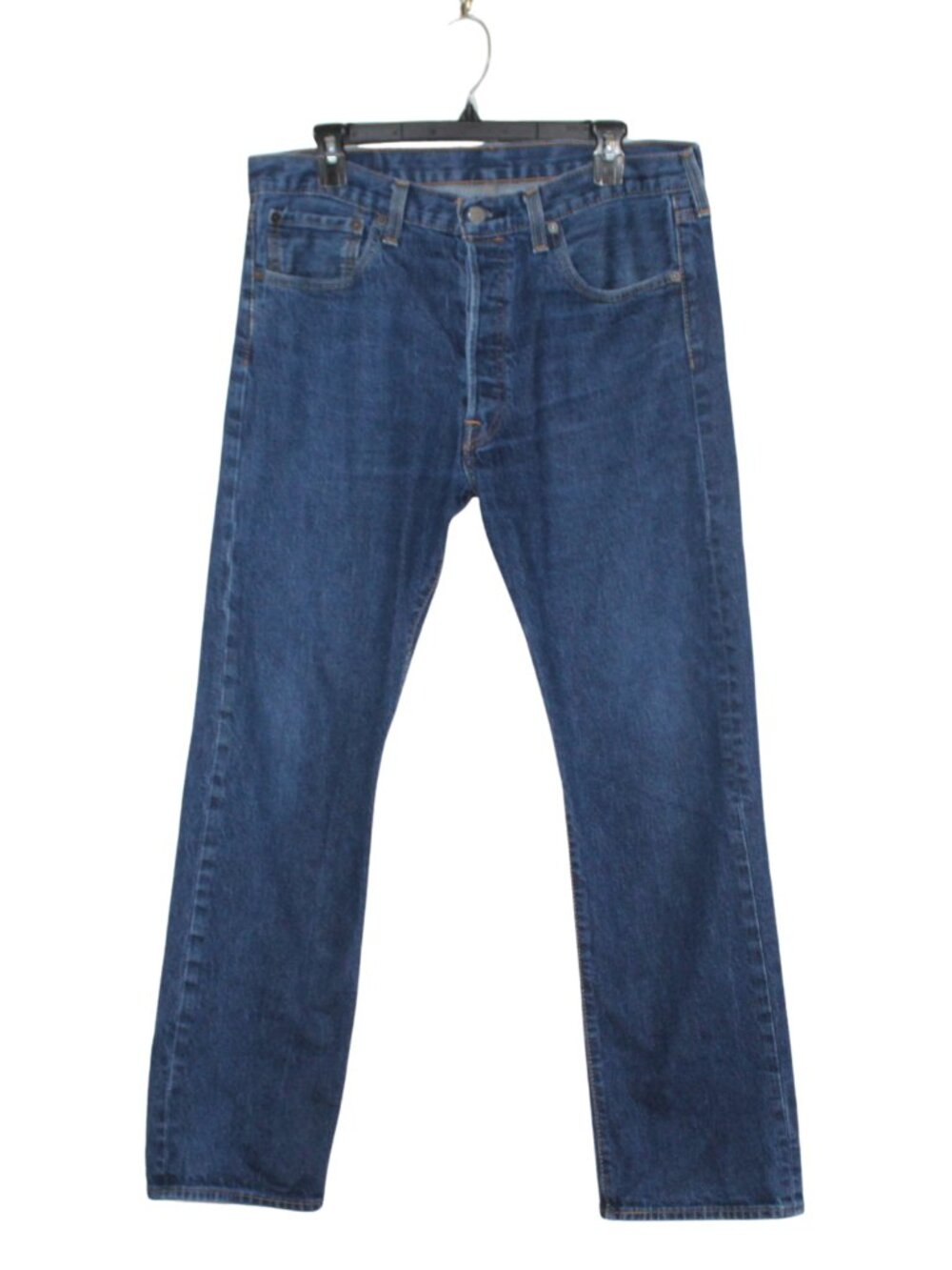 Levi's dark wash 501 button fly straight leg jeans classic casual denim